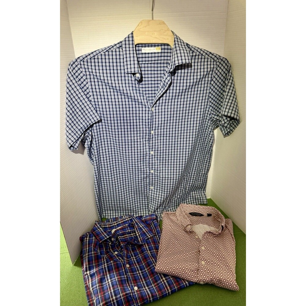 (3) Mens XL Performance & Luxury Cotton SS shirts by Hart Schaffner Marx, 48”